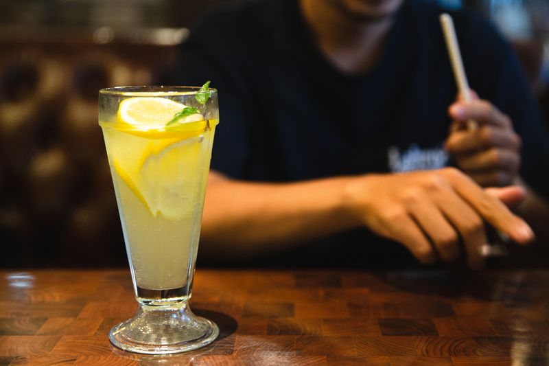 Fresh squeezed lemonade with mint and ice